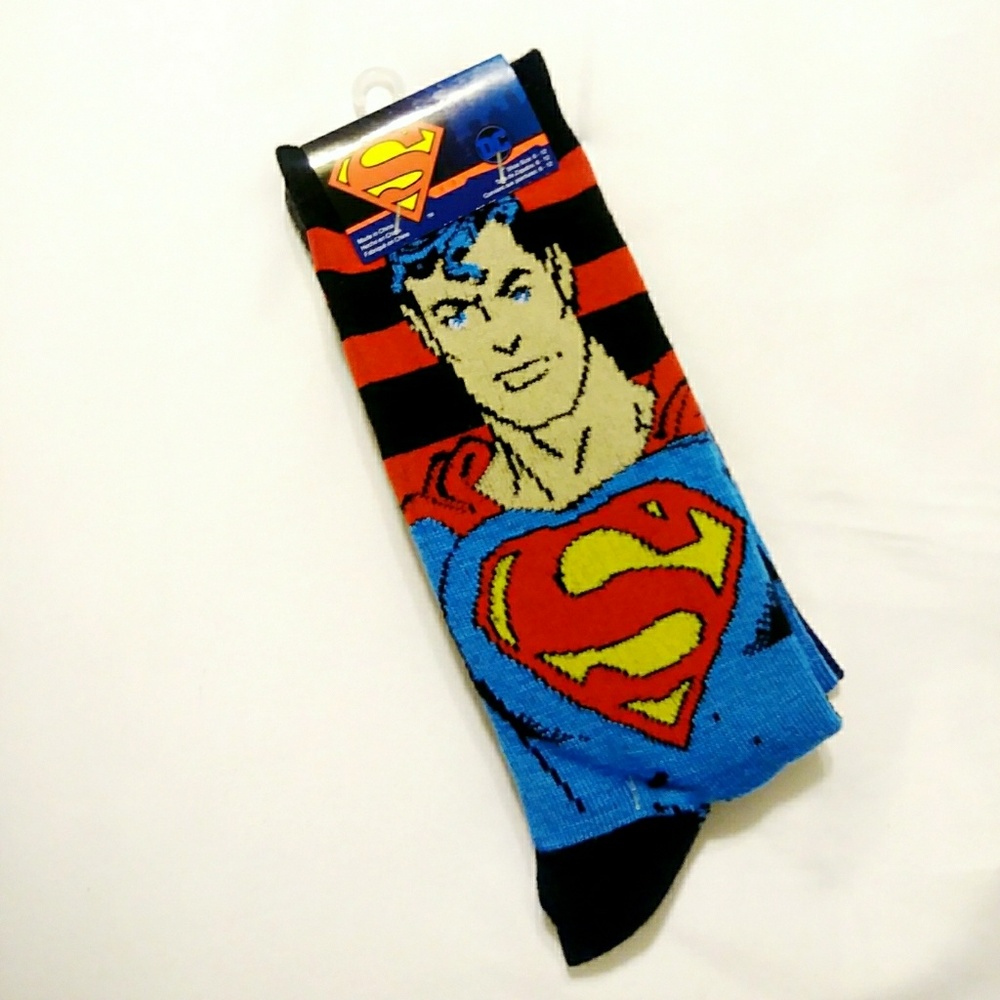 SUPERMAN 2 Pair Socks DC Comic MENS 6 -12